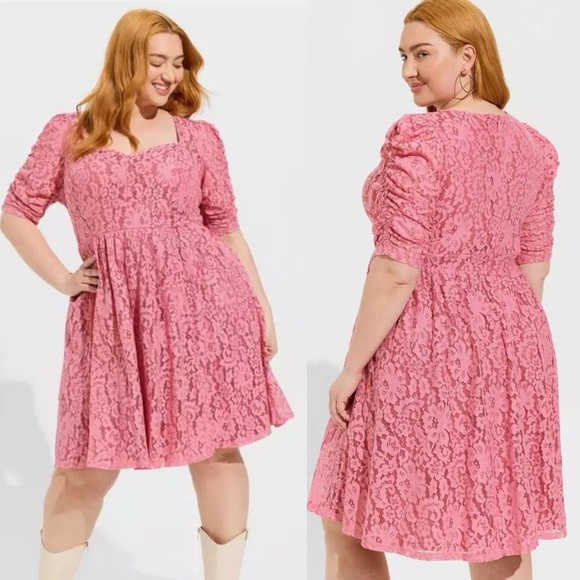 torrid Dresses & Skirts - Torrid 28 5X Pink Lace‎ V Neck Cocktail Party Mini Cute Goth Romantic Dress NWT